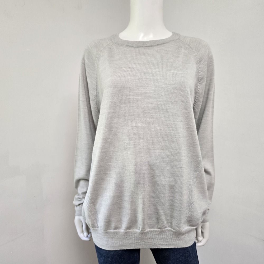 Lululemon Rising Salutation Sweater Pullover Size L 42" Chest Gray‎ Merino Wool
